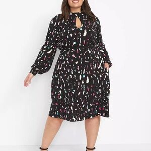 Funky Mock-Neck Fit & Flare Dress✨Lane Bryant 18/20✨3X Plus Size✨
